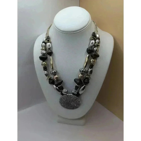 Collier Pendentif Chico's Argent Et Or Avec Strass - Occasion - Pour Femme